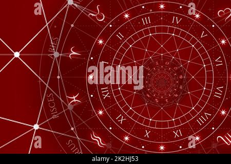 Zodiac Signs Horoscope background. Concept for fantasy and mystery Stock Photo