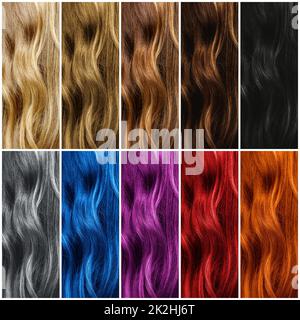 Set of different hair color samples Stock Photo