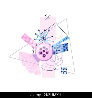 Creative abstract composition of different textured shapes in hand-drawn style. Modern art illustration Stock Photo