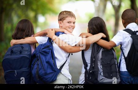 They love school. Cropped shot of elementary school kids. Stock Photo