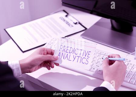 Text showing inspiration Predictive Analytics. Word for Optimize Collection Achieve CRM Identify Customer Stock Photo