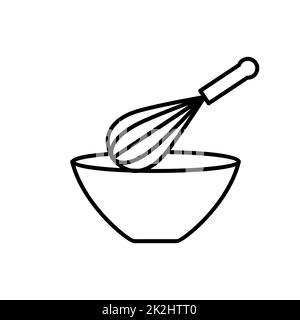 Thin line kitchen whisk icon isolated on white background - Vector Stock Photo