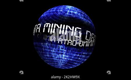 Data mining concept on rotating sphere Stock Photo