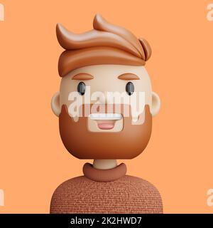 3D cartoon avatar of smiling  bearded man Stock Photo