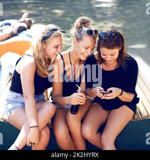 Skanderborg. Cropped shot of friends at the Skanderborg festival. Stock Photo