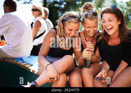 Skanderborg. Cropped shot of friends at the Skanderborg festival. Stock Photo