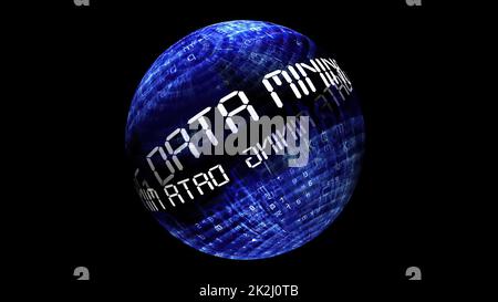 Data mining concept on rotating sphere Stock Photo