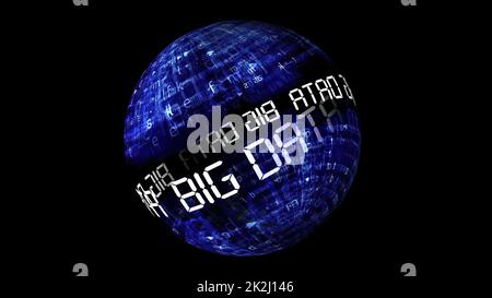 Big data concept on rotating sphere Stock Photo