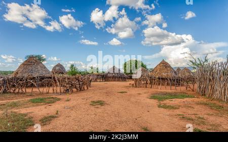 Hamar Hamar Village. The Hamar people are a primitive tribe in South Ethiopia ...