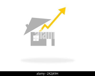 Rising energy costs - House icon with orange arrow Stock Photo