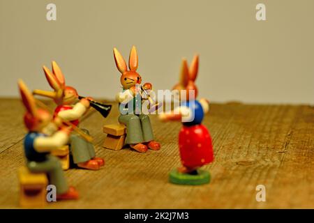 easter bunnies play a concert Stock Photo