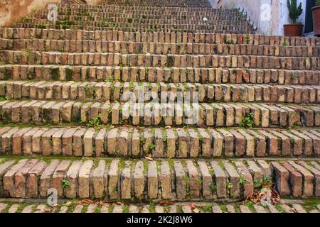 Steps of old bricks in Trastevere , Rome , Italy Stock Photo