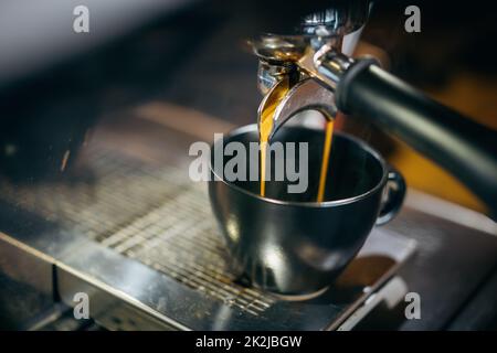 Espresso machine making coffee Stock Photo