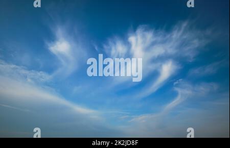 Blue sky with whie Cirrus clouds Stock Photo