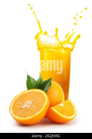 Fresh orange juice and oranges Stock Photo