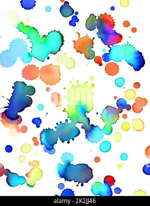 White background and paintbrush blobs with colorful colors Stock Photo