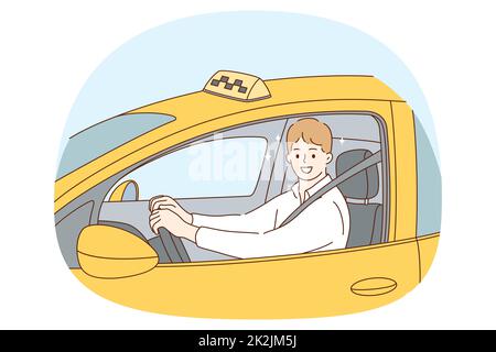 Working as taxi driver concept Stock Photo