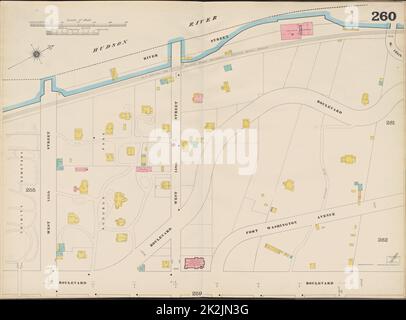 Cartographic, Maps. 1893. Lionel Pincus and Princess Firyal Map Division. Fire insurance , New York (State), Real property , New York (State), Cities & towns , New York (State) Manhattan, V. 11, Double Page Plate No. 260 Map bounded by Hudson River, Boulevard, W. 155th St. Stock Photo