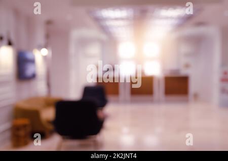 Abstract blurred background of hotel lobby interior. Business travel concept. Stock Photo