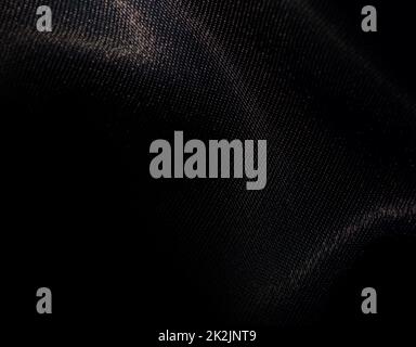 Black shiny polyester fabric background for graphic design, banner, poster. Stock Photo