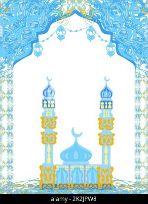 Ramadan Mubarak Greetings Card - decorative frame with ornaments Stock Photo
