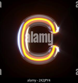 Glowing glass tube font Letter C 3D Stock Photo