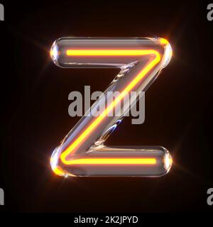 Glowing glass tube font Letter Z 3D Stock Photo