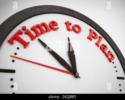 Time to plan sentence on the clock. 3D illustration Stock Photo