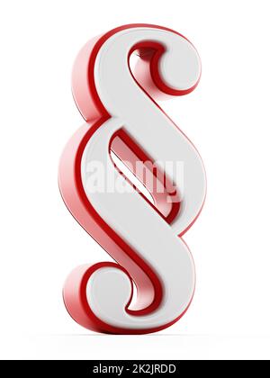Red and white section sign isolated on white background. 3D illustration. Stock Photo