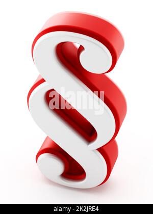 Red and white section sign isolated on white background. 3D illustration Stock Photo