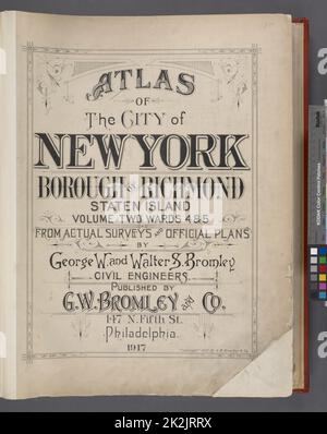 Cartographic, Maps. 1917. Lionel Pincus and Princess Firyal Map Division. Staten Island (New York, N.Y.) Atlas of The City of New York - Borough of Richmond Staten Island Volume Two Wards 4 & 5  Page Stock Photo