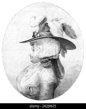 Mrs Maria Anne Fitzherbert (born Smythe - 1756-1837). Married the prince of Wales, 1785 (later George IV) and lived with him until 1803. The marriage was declared illegal under the Royal Marriage Act 1772 as Mrs Fitzherbert was a Roman Catholic, and George III's consent had no been sought. Engraving. Stock Photo