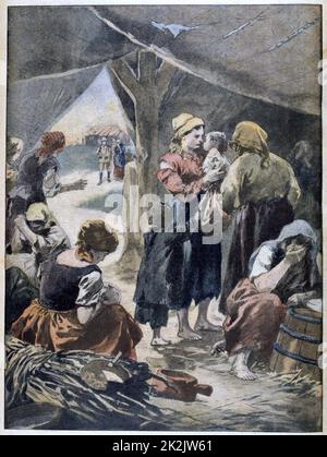 Boer families in British prison camp. 2nd Boer War 1899-1902. From 'Le Petit Journal', Paris, 20 January 1901 Stock Photo