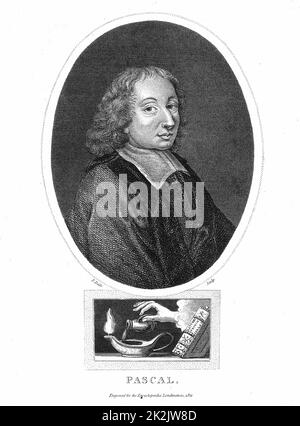 Blaise Pascal (1623-62) French philosopher, mathematician, physicist and theologian. Stipple engraving 1821 Stock Photo