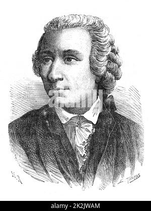 Leonhard Euler (1707-1783). Swiss mathematician.Wood engraving published Paris c.1870 Stock Photo