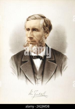 John Tyndall (1829-1893) Irish-born British physicist. Professor at Royal Institution, London. President of British association 1874. Died of accidental chloral poisoning. Tinted lithograph published London c.1880 Stock Photo