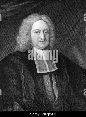 Edmond Halley (1656-1742) English astronomer and mathematician. Engraving Stock Photo