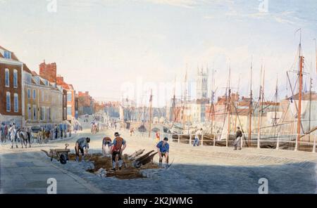 Samuel Jackson English school St Augustine's Parade, Bristol c.1820 Watercolour Stock Photo