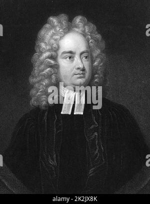 Jonathan Swift (1667-1746) Anglo-Irish clergyman, satirist and poet. Author of 'Gulliver's Travels' 1726 'Battle of the Books' and 'A Tale of the Tub' 1704. Engraving Stock Photo