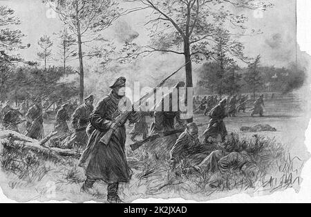 Russian infantry charging during Brusilov's (Broussiloff) campaign against Austria-Hungary, 1916. World War I Stock Photo