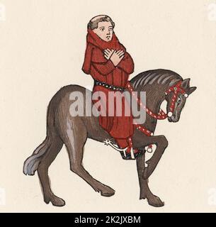 Geoffrey Chaucer (c1345-1400) English poet. The Parson, after the illustration in the Ellesmere manuscript of 'Canterbury Tales' 14th century Stock Photo
