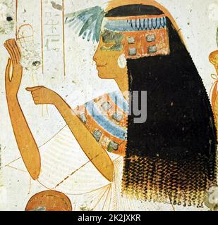 Egyptian tomb wall painting from Thebes, Luxor. Dated 11th Century BC Stock Photo