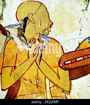 Egyptian tomb wall painting from Thebes, Luxor. Dated 11th Century BC Stock Photo