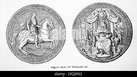 Seal of William III of England (1650-1702) Prince of Orange, Stadtholder of Holland, Zeeland, Utrecht, Gelderland and Overjissel in the Dutch Republic. Dated 17th Century Stock Photo