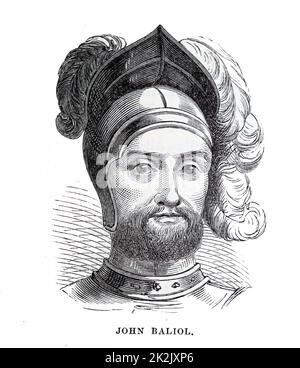 Engraved portrait of John Balliol (1249-1314) King of Scots. Dated 13th Century Stock Photo