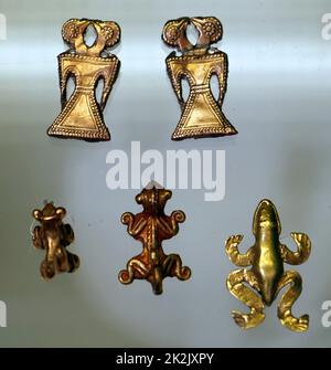Gold objects from Colombia, South America, 1100-1500AD Stock Photo