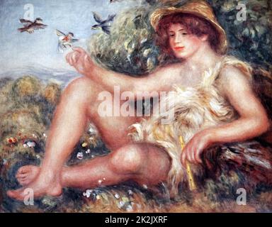 Painting titled 'Shepherd Boy' by Pierre-Auguste Renoir (1841-1919) a French artist. Dated 19th Century Stock Photo