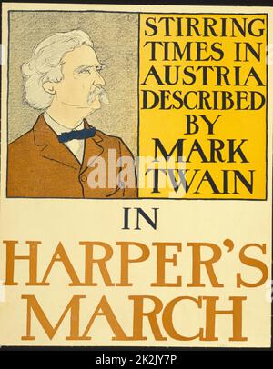 Stirring times in Austria, described by Mark Twain in Harper's March 1898 issue. By Edward Penfield, 1866-1925, artist. Stock Photo