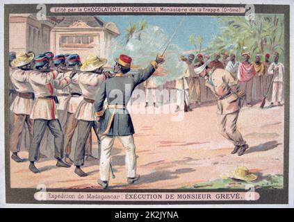 First Franco-Hova War 1883-1886: Execution of Monsieur Greve. War ended with the Treaty of Tamatave, January 1886. Stock Photo