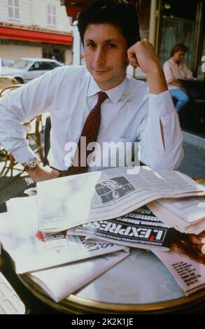 French journalist and TV presenter Patrick de Carolis. Paris, September 1989. Stock Photo